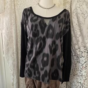 Metal Mulisha Women's Leopard Fishnet Top Alt Emo Goth Grunge Punk sz Large